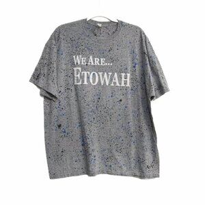 We Are Etowah Mens Gray Polycotton T-Shirt Paint Splatter Crew Neck Pullover 2XL